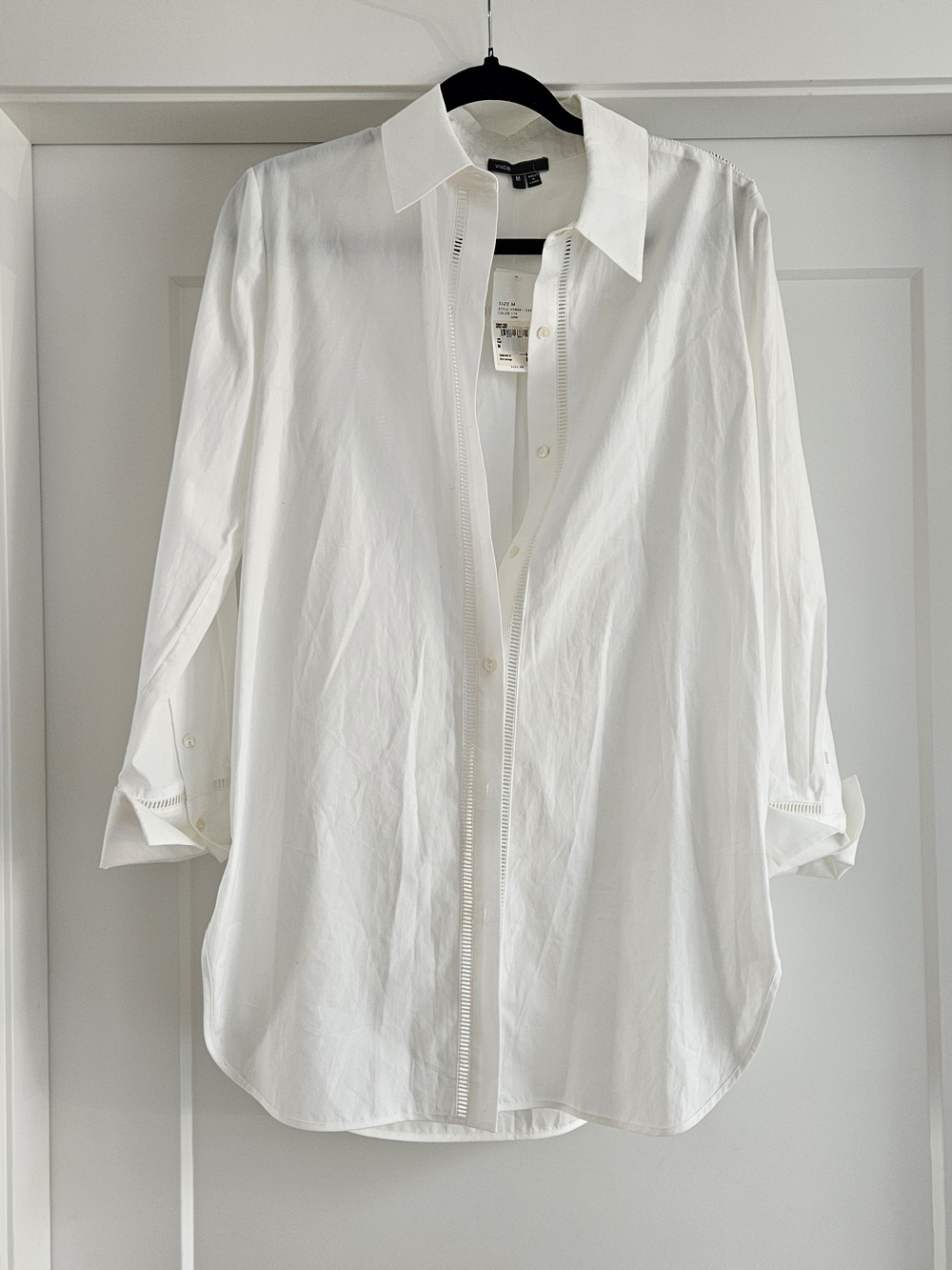 Vince White Classic Button-Down Shirt with Point Collar Sz Medium